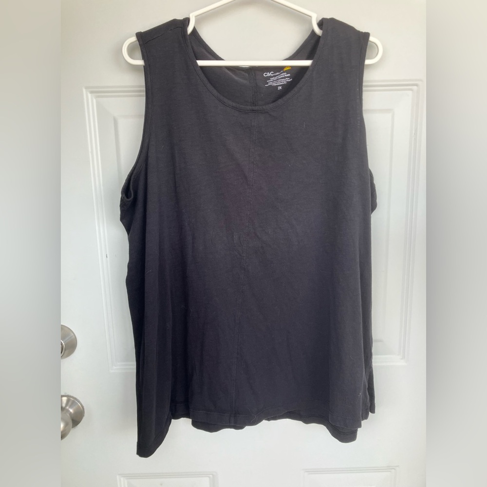 Black sleeveless top 100% cotton pima 2X